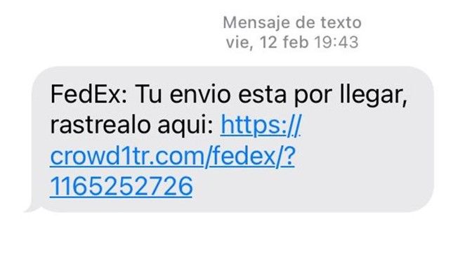 SMS de phishing que suplanta a FedEx - Avast