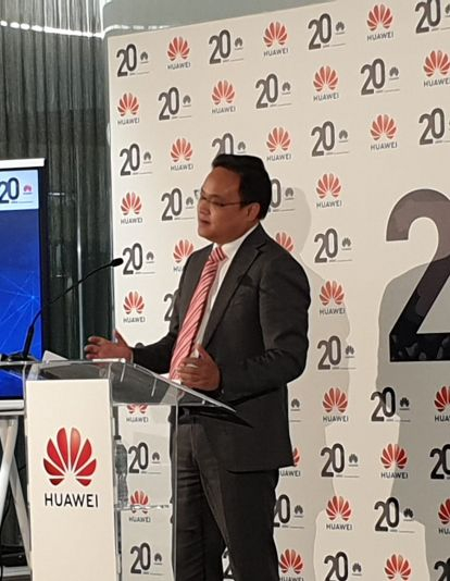 Li Peng, el presidente de Huawei Europa (WEU), en el acto de inauguración del nuevo 'hub' tecnológico europeo de Huawei en Madrid