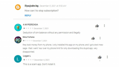 Comentarios de la app maliciosa 'Color Messages' - Pradeo