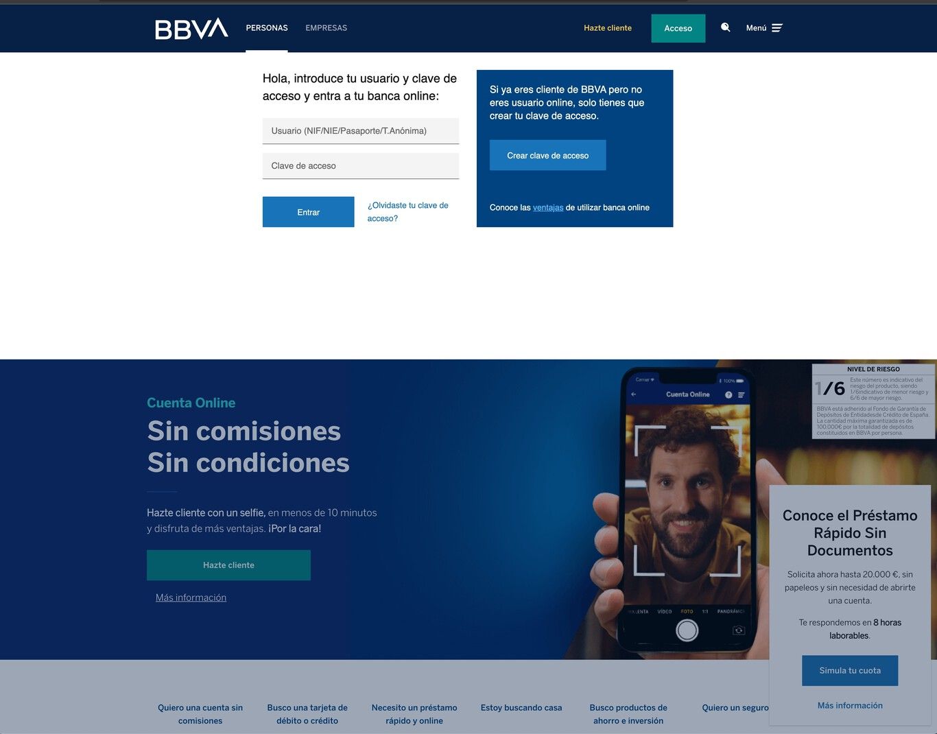 Web maliciosa que suplanta a BBVA (Fuente: Genbeta)