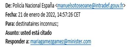 Encabezado supuesto mensaje de la Guardia Civil. Encabezado supuesto mensaje de la Guardia Civil.