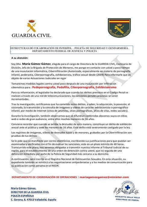 Documento anexado estafa Guardia Civil.