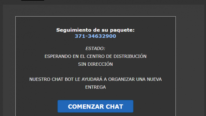 E-mail que suplanta a Correos e incita a iniciar un chat 