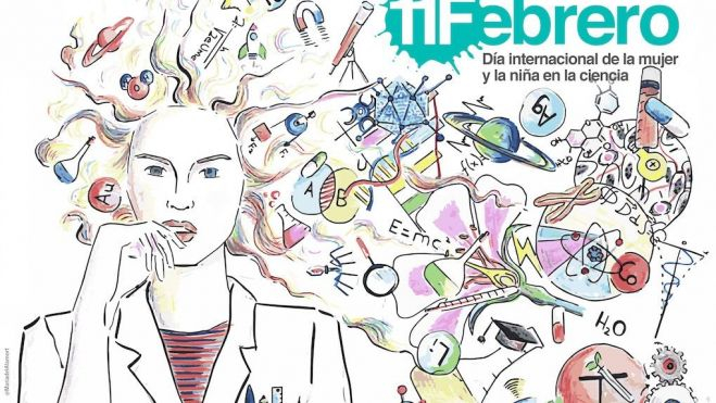 Cartel Iniciativa 11 de febrero, Día Internacional de la Mujer y la Niña en la Ciencia