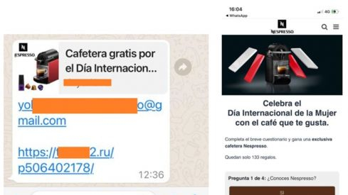 Estafa que está circulando por WhatsApp usando como gancho el Día Internacional de la Mujer (Fuente: OSI)