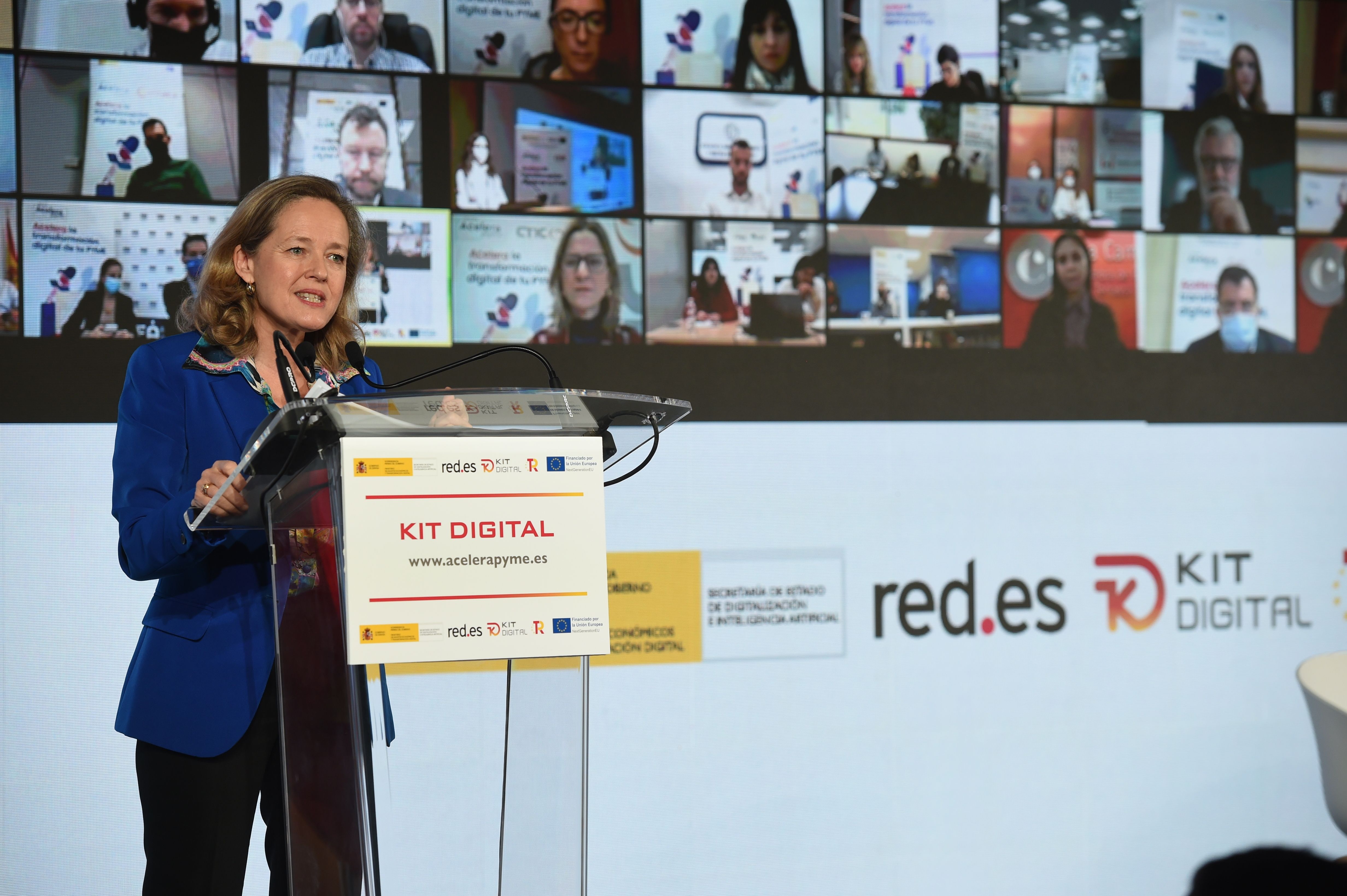 La vicepresidenta primera y ministra de Asuntos Económicos, Nadia Calviño, interviene en la presentación del Kit Digital Europa Press La vicepresidenta primera y ministra de Asuntos Económicos, Nadia Calviño, interviene en la presentación del Kit Digital Europa Press