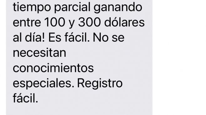 SMS con una falsa oferta empleo