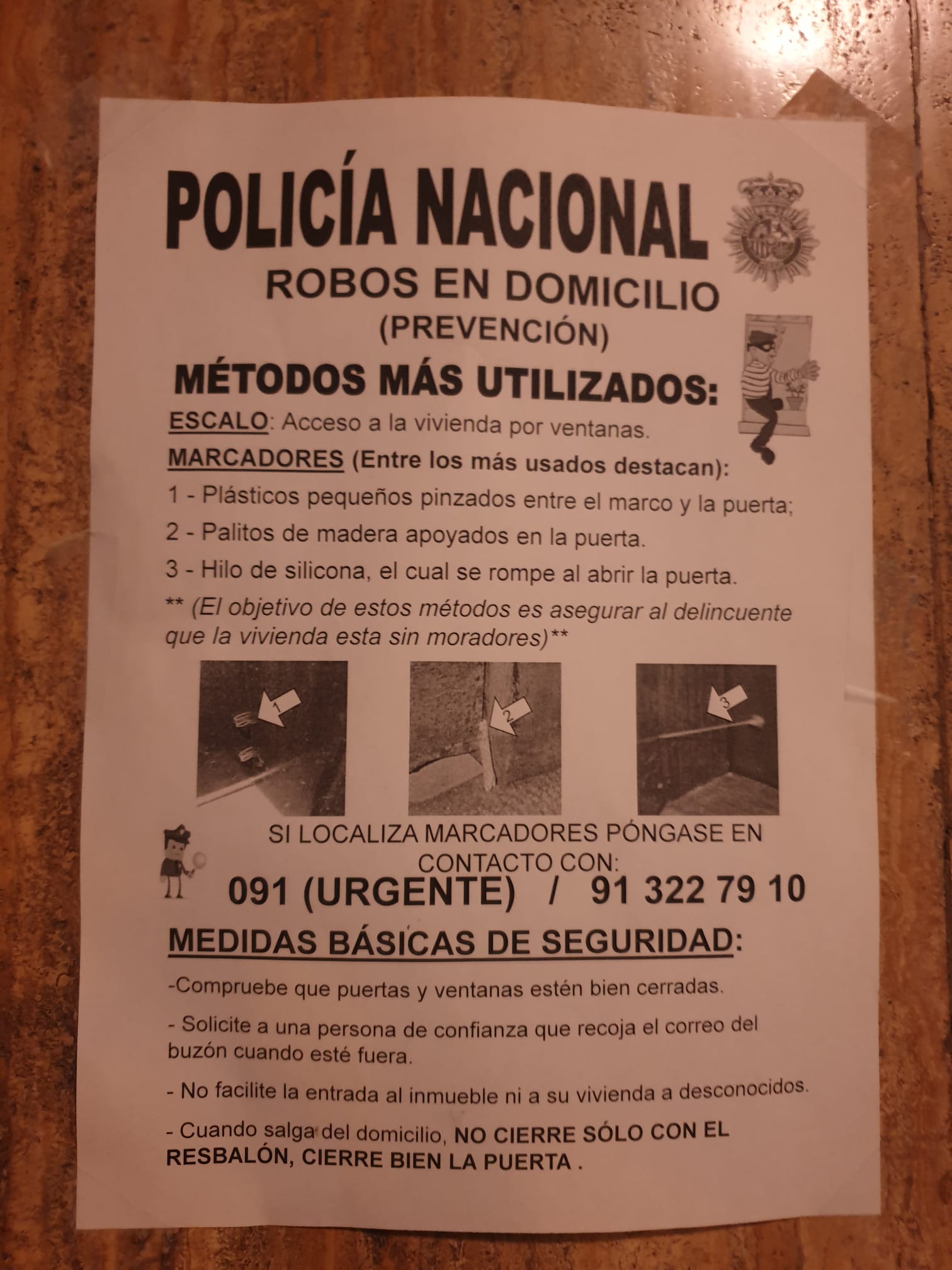 Nota de la Policía Nacional para evitar los robos en viviendas