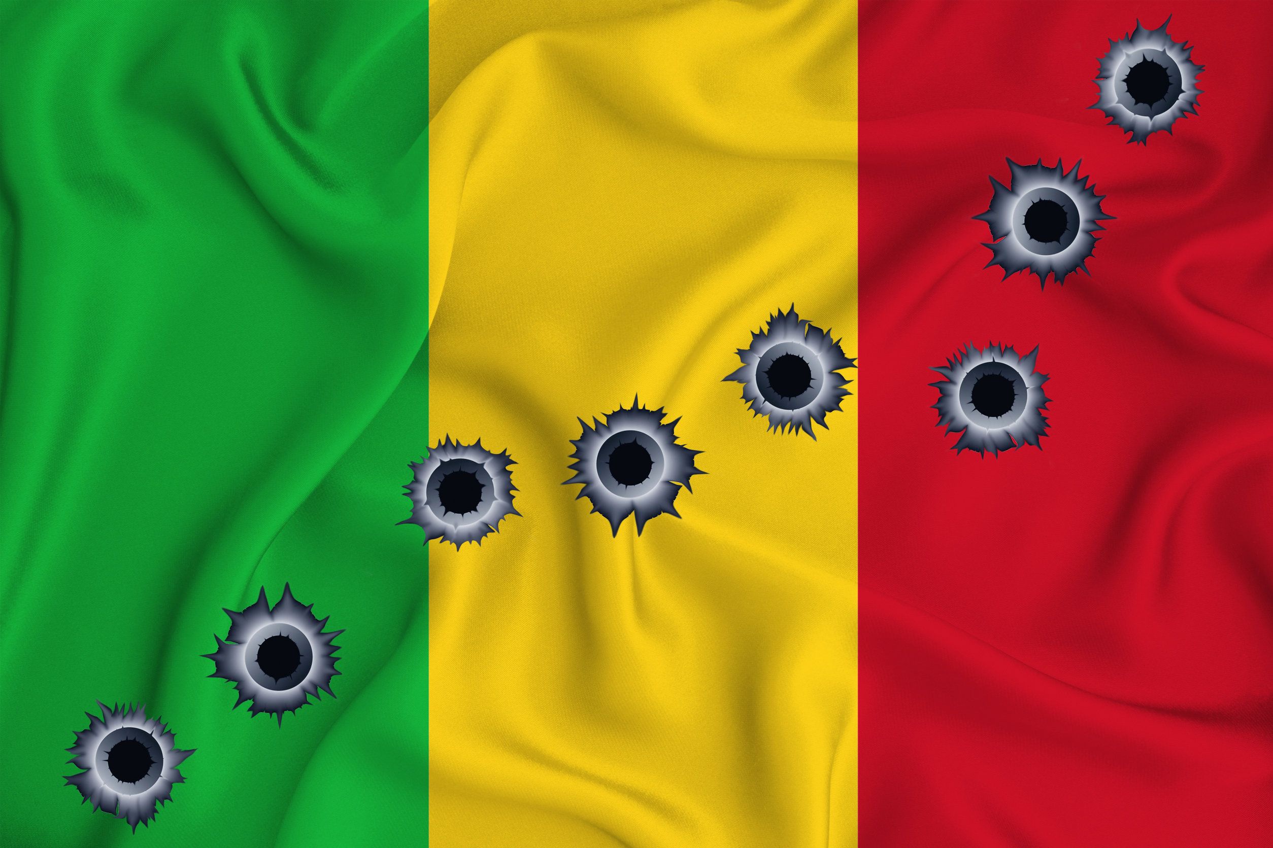 Composición de la bandera de Mali con disparos.