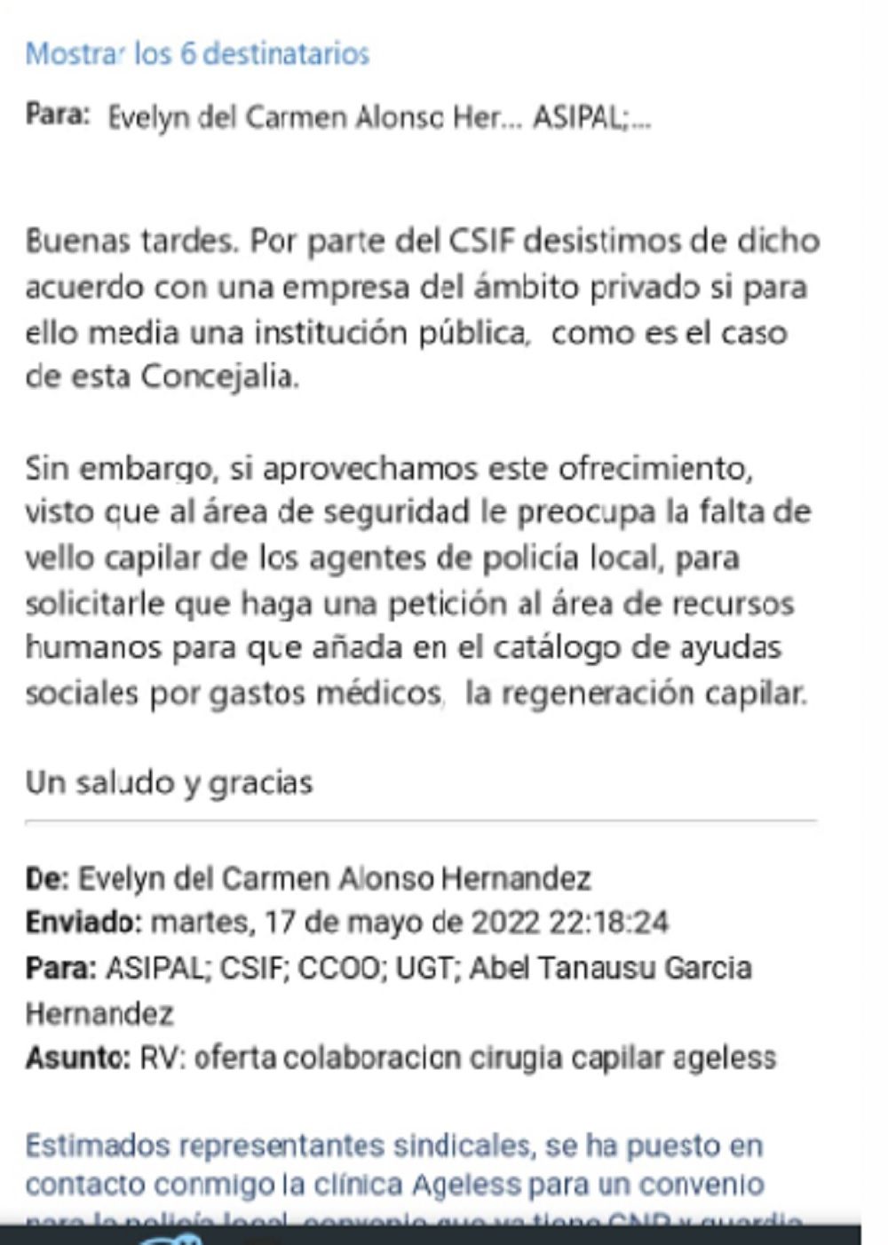 Documento en el que se rechaza el acuerdo