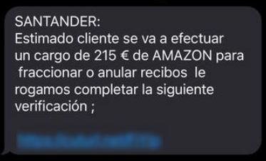 mensaje santander amazon