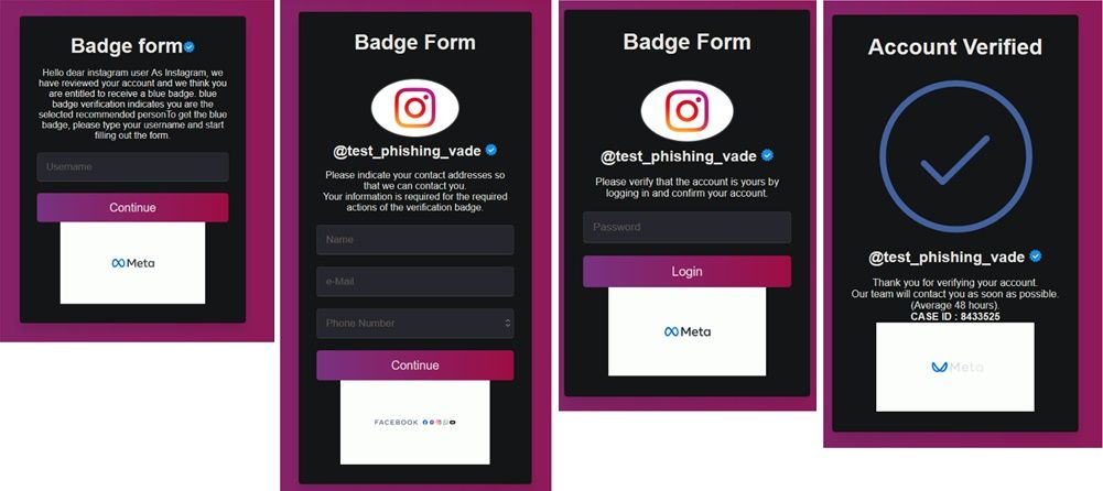 Formulario de la campaña de phishing de Instagram (Fuente: Vade)