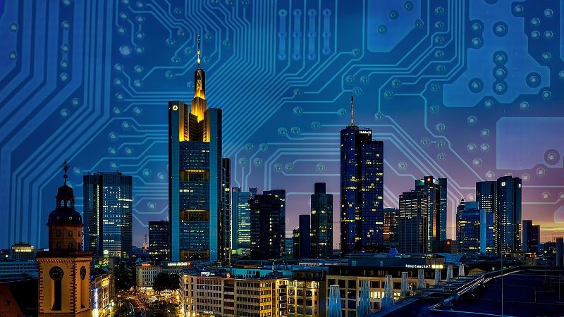 Iustración de una smart city. Iustración de una smart city.