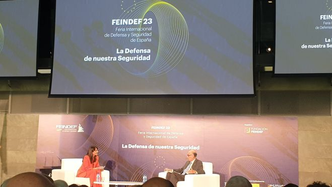 El presidente de la Fundación FEINDEF, Julián García Vargas, durante el acto de presentación de FEINDEF 2023 El presidente de la Fundación FEINDEF, Julián García Vargas, durante el acto de presentación de FEINDEF 2023