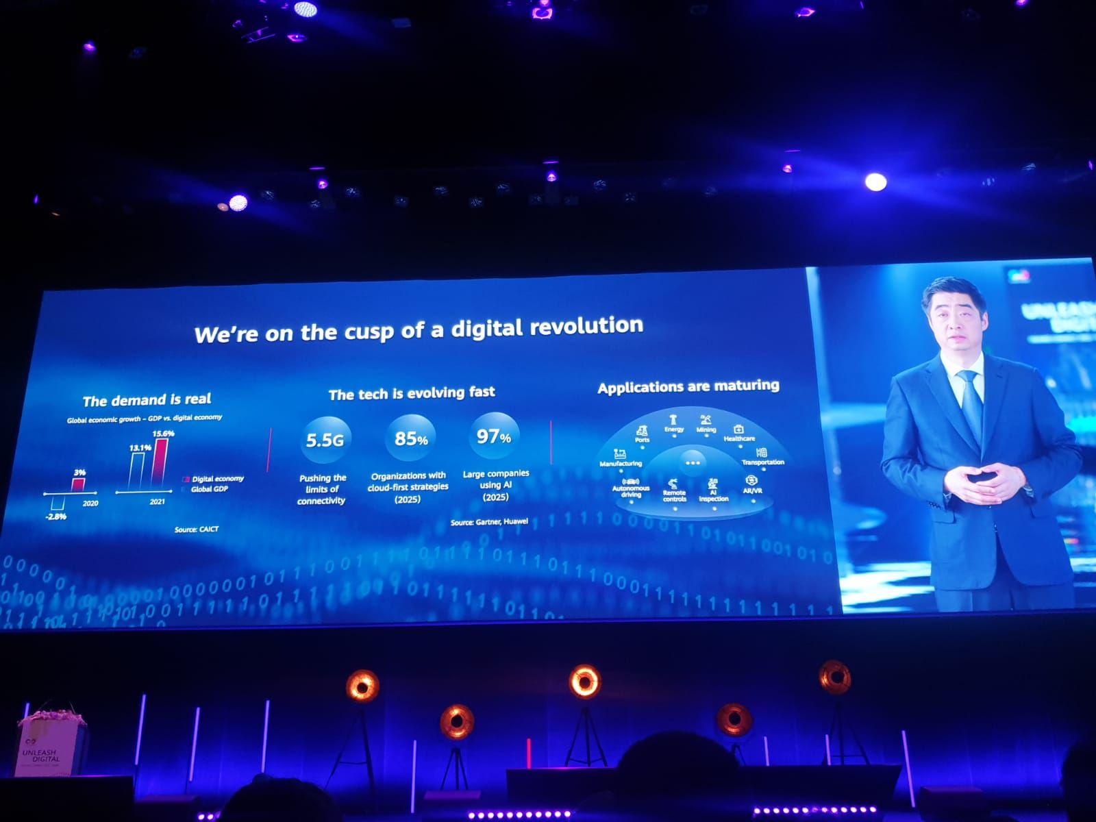 El presidente rotatorio de Huawei, Ken Hu, durante su intervención en el Huawei Connect 2022 de París