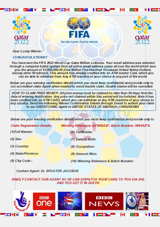Mensaje que llega como archivo adjunto en correo de phishing que utiliza la Copa del Mundo como señuelo - Fuente ESET Mensaje que llega como archivo adjunto en correo de phishing que utiliza la Copa del Mundo como señuelo - Fuente ESET