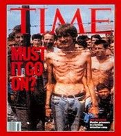 Portada de la revista Time en 1992 de Fikret Alic en una prisión controlada por los serbios y que sirvió como detonante para la futura participación internacional en el conflicto bosnio. Portada de la revista Time en 1992 de Fikret Alic en una prisión controlada por los serbios y que sirvió como detonante para la futura participación internacional en el conflicto bosnio.