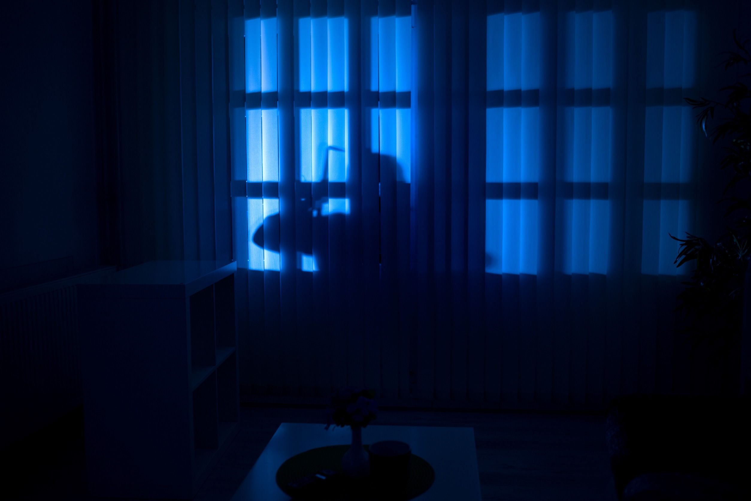 Ladrón irrumpiendo en una vivienda por la noche.