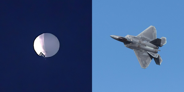 Un f 22 a raptor ha derribado el presunto globo espía.