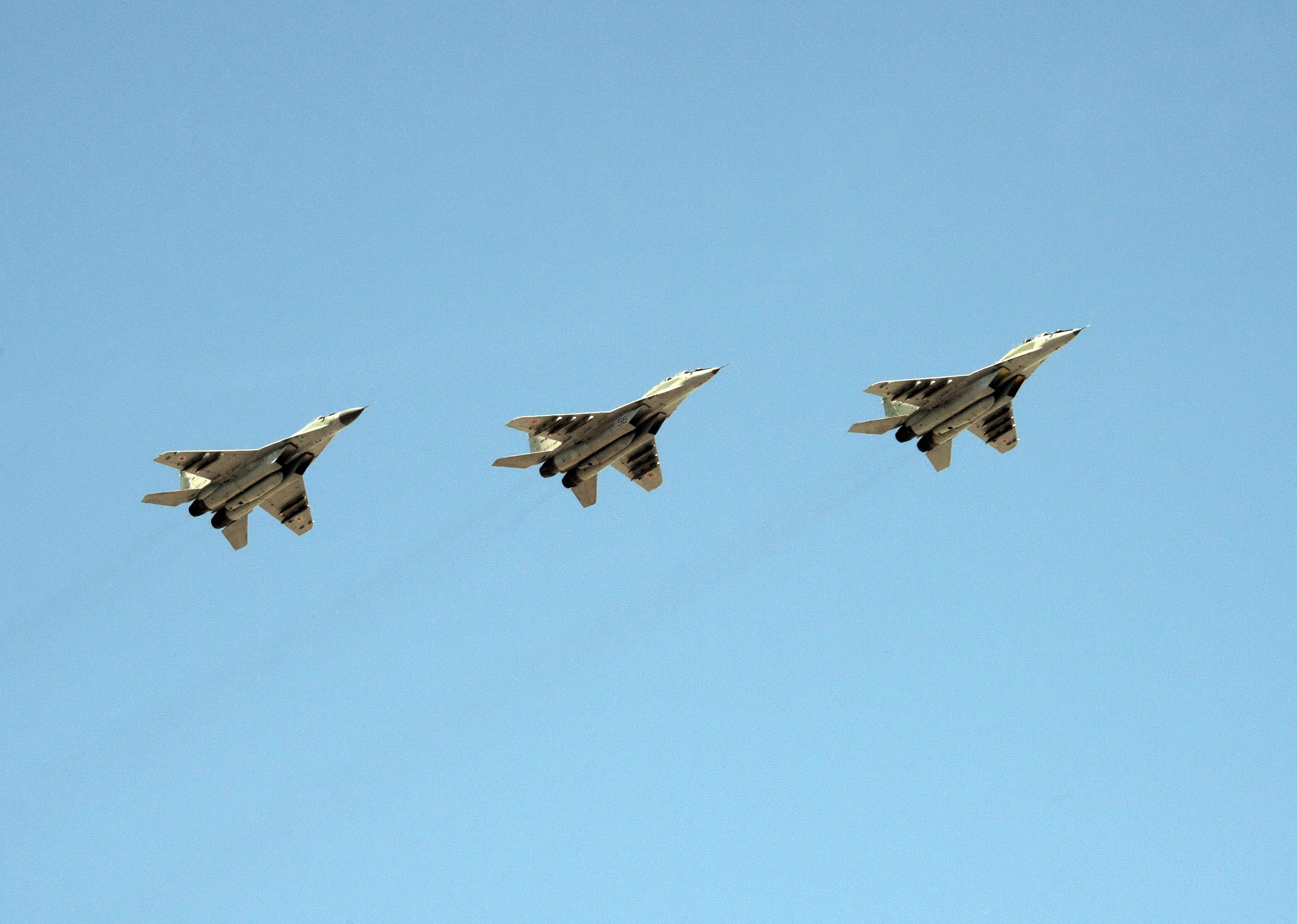 Mig 29 rusos en un desfile.