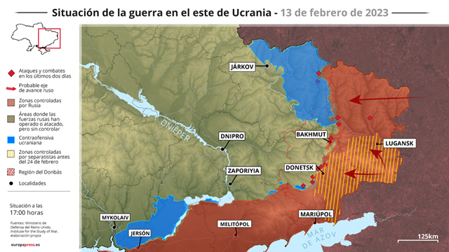 Situación de la guerra en el este de Ucrania. Europa Press.