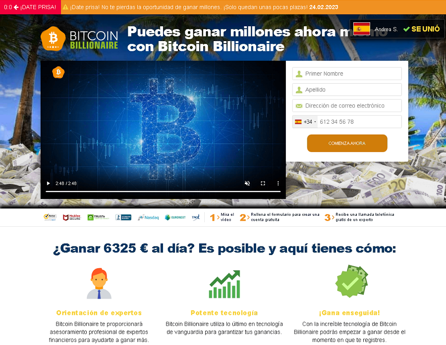 Página web fraudulenta de inversiones en criptomonedas (Fuente: OSI) Página web fraudulenta de inversiones en criptomonedas (Fuente: OSI)