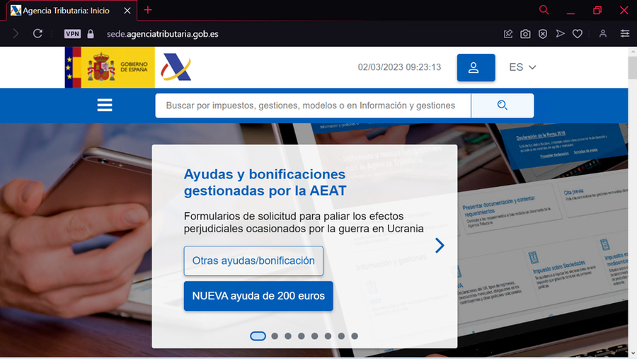 Web de la Agencia Tributaria utilizada en una campaña de smishing (Fuente: OSI)