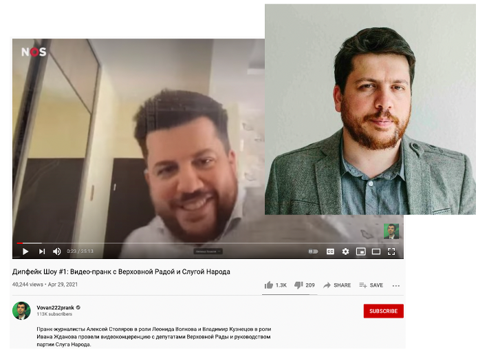 Captura de un vídeo de Youtube del grupo de ciberdelincuentes rusos TA499 en el que suplantan la identidad de Leonid Volkov con 'deepfake' y una imagen de Volkov real (Fuente-Proofpoint) Captura de un vídeo de Youtube del grupo de ciberdelincuentes rusos TA499 en el que suplantan la identidad de Leonid Volkov con 'deepfake' y una imagen de Volkov real (Fuente-Proofpoint)