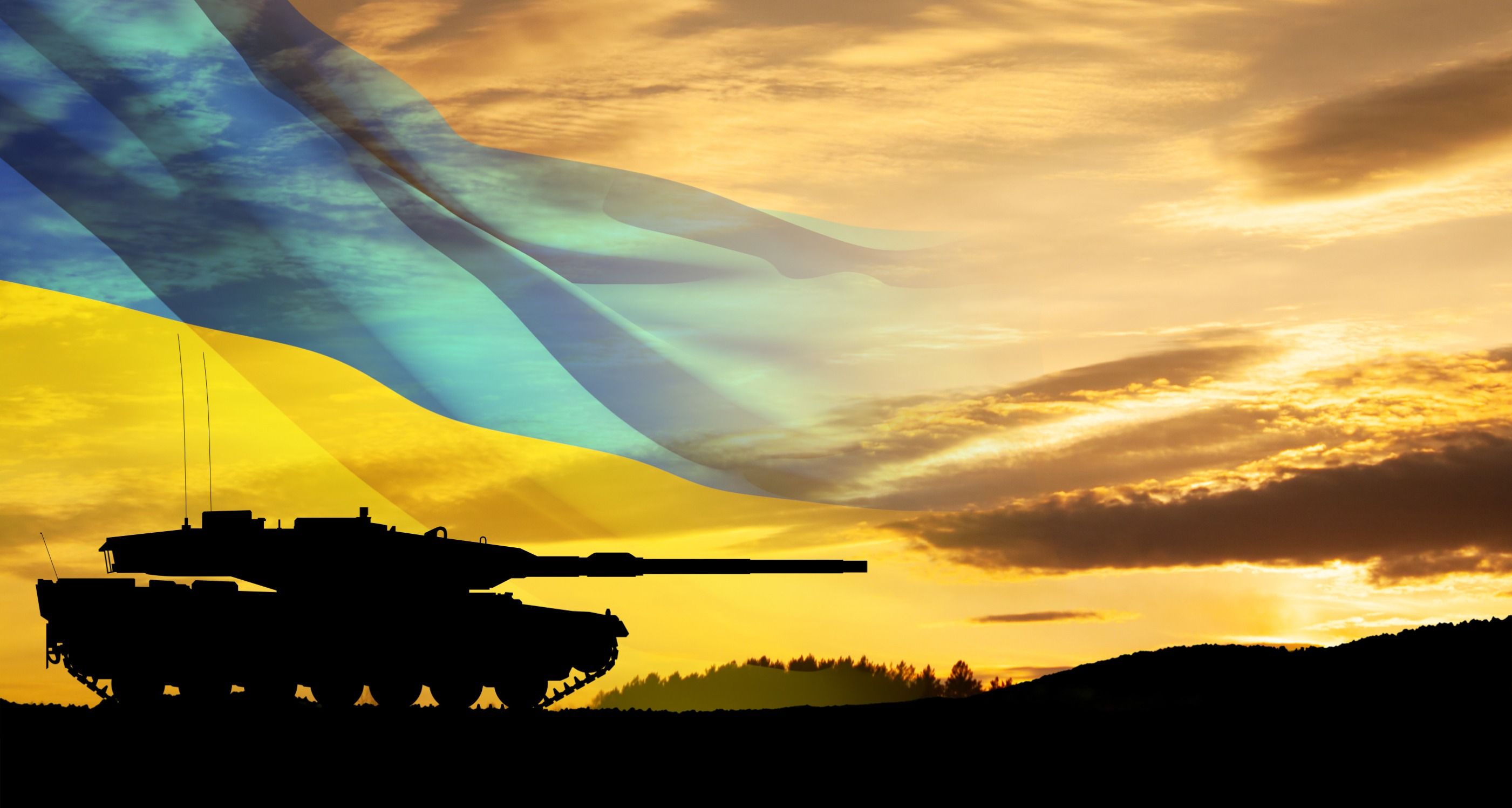 Recreación de un tanque ucraniano en pleno atardecer.