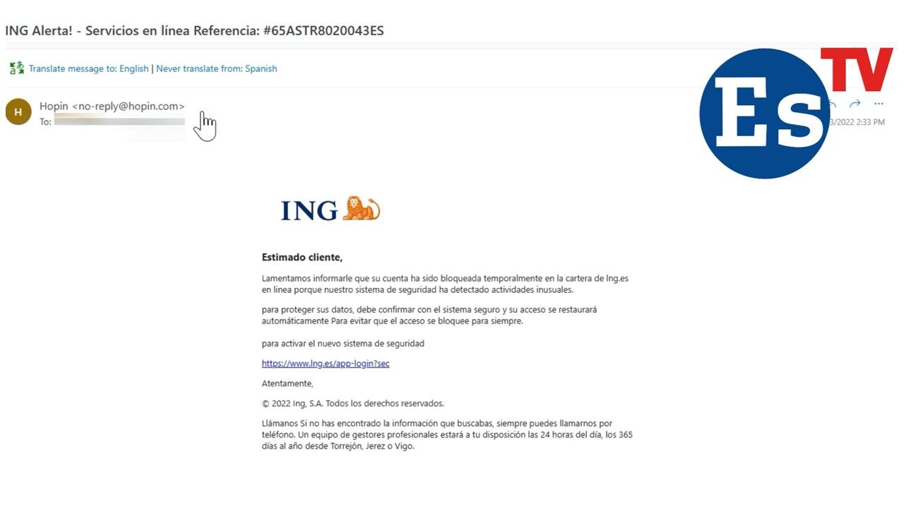 Intento de phishing ING Direct