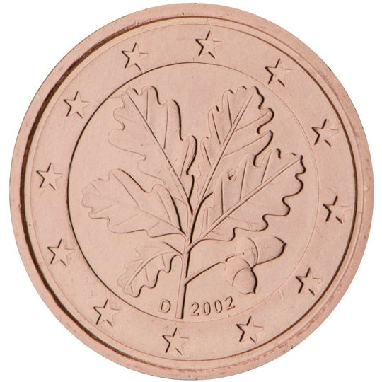 Reverso de la moneda de un céntimo de euro acuñada en Alemania en el 2002 a partir de un diseño de Rolf Lederbogen (Fuente: www.ecb.europa.eu) Reverso de la moneda de un céntimo de euro acuñada en Alemania en el 2002 a partir de un diseño de Rolf Lederbogen (Fuente: www.ecb.europa.eu)