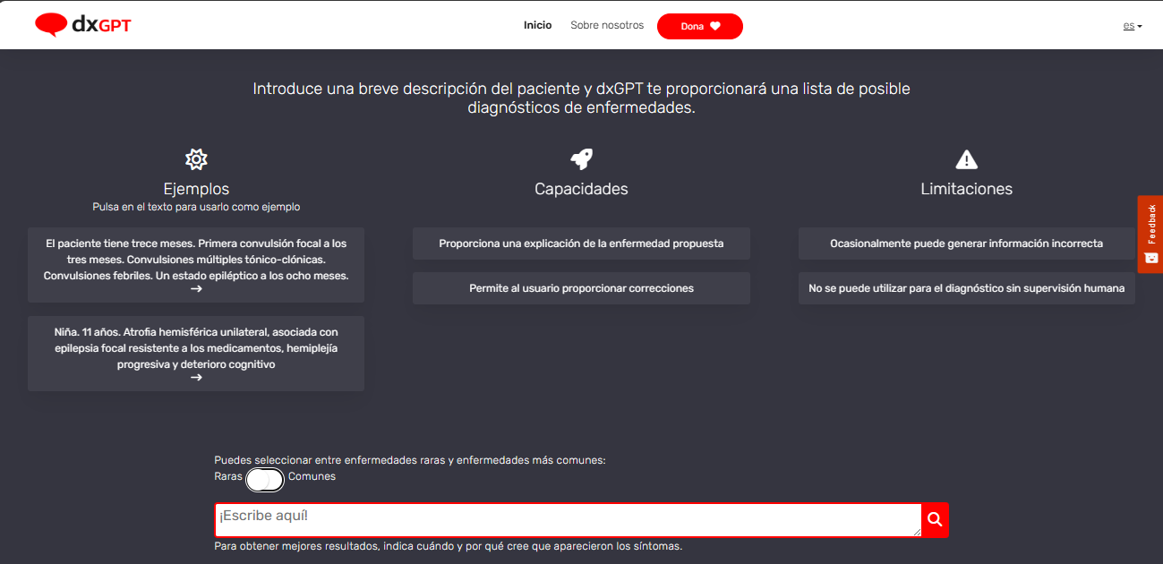 Así es la web de DxGPT.