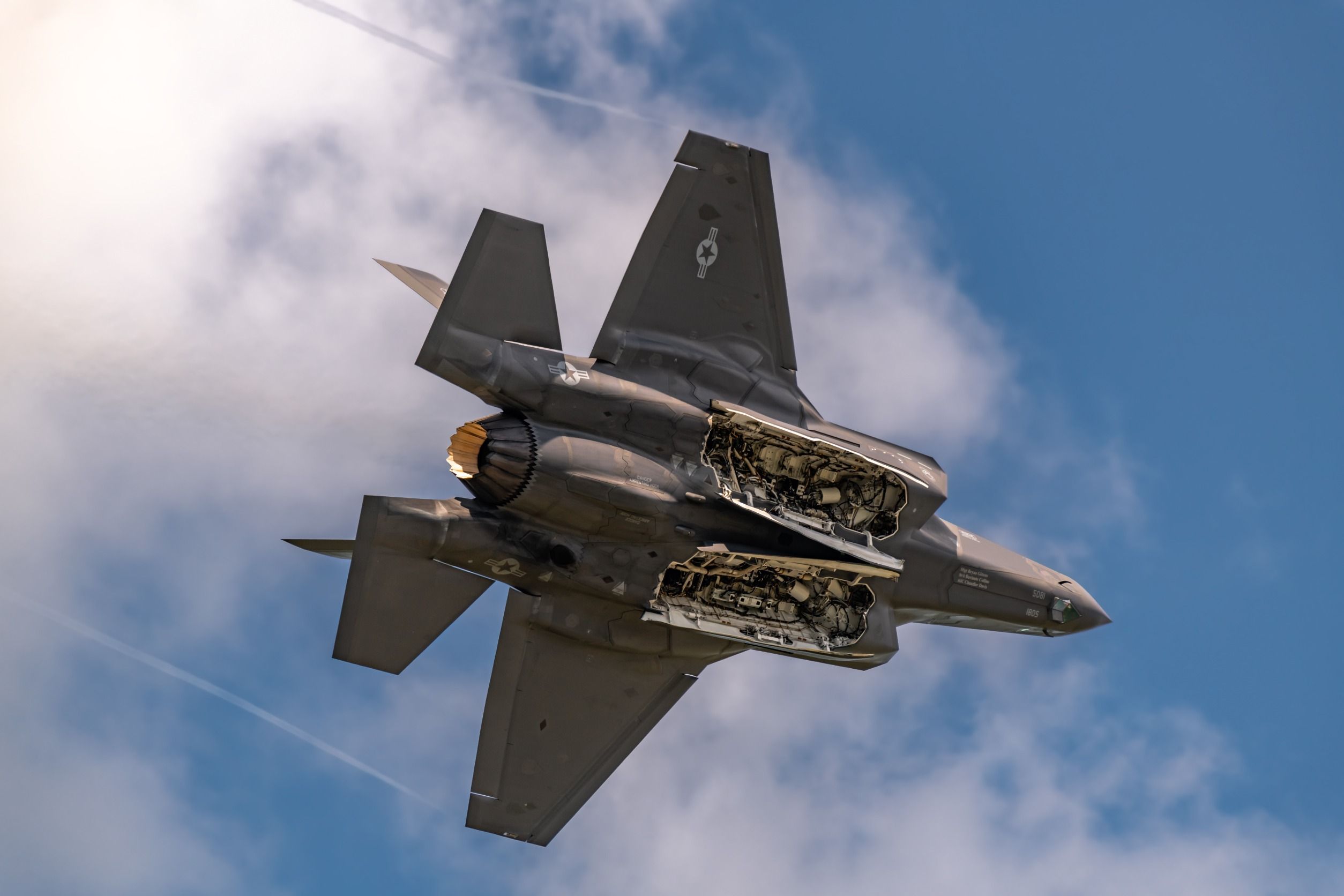 El Lockheed Martin F35 lightning II desde el aeropuerto internacional Stewart durante el New York Airshow.