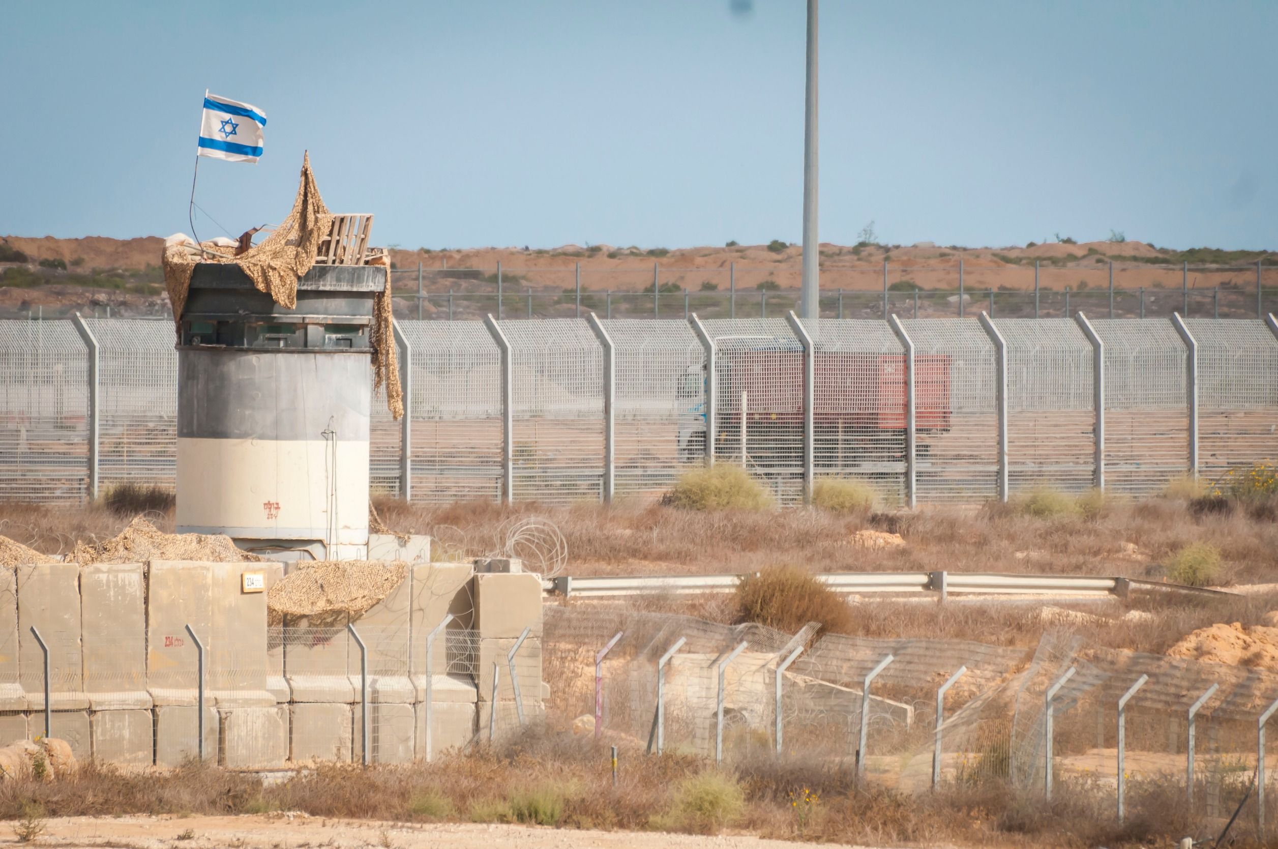 Puesto militar en el paso fronterizo de Kerem Shalom hacia la franja de Gaza.