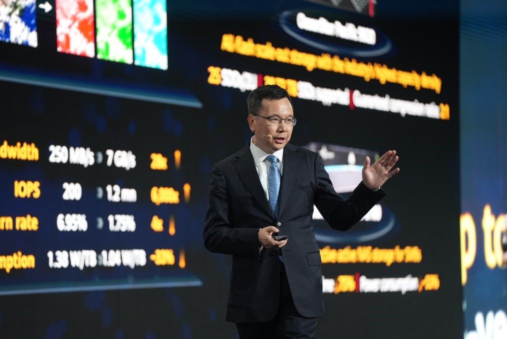 Yang Chaobin, miembro del Consejo de Administración de Huawei y presidente de productos y soluciones TIC, durante su intervención en el 'Huawei Connect 2023'. (Foto: Huawei)