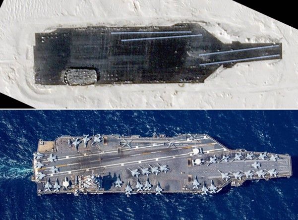 Comparativa de la réplica china y el portaaviones original USS Gerald R. Ford. Fuente The Drive