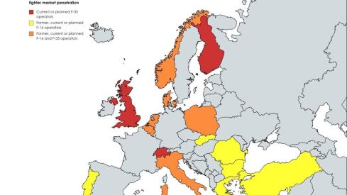 Introducción actual o prevista del caza F 35A/B en Europa en 2022. Fuente: Key.Aero.