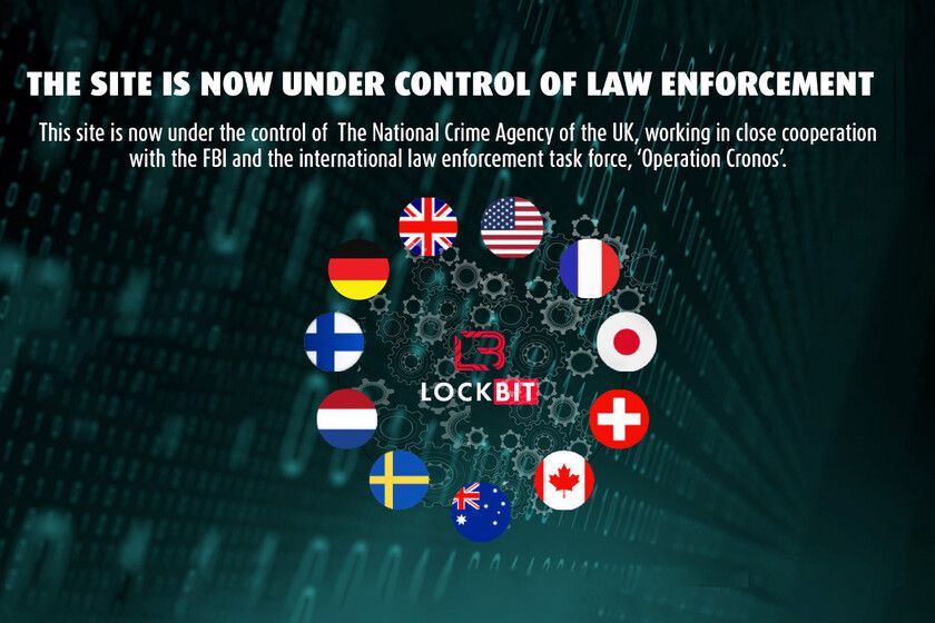 Página de la dark web del grupo de ransomware LockBit tras haber sido interrumpida en la operación internacional 'Cronos' (Foto X)