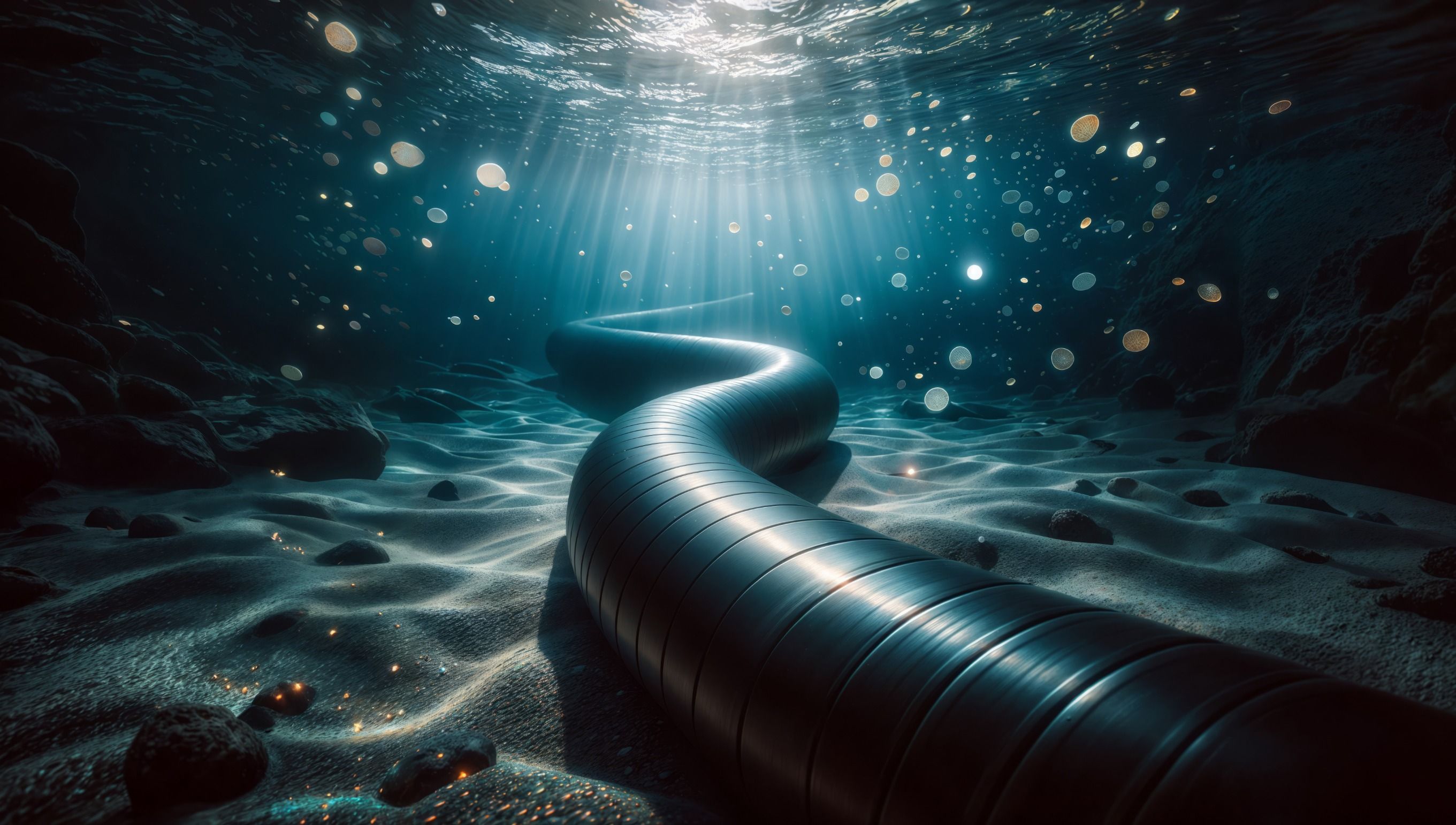 Imagen renderizada de un cable submarino.