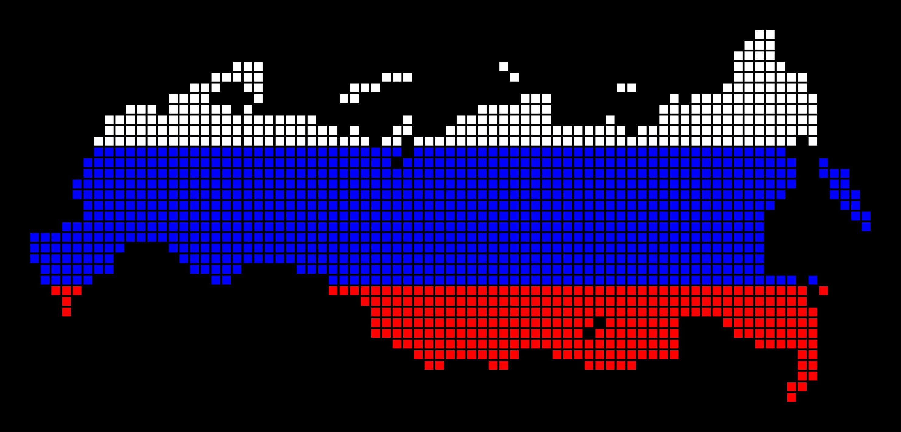 Mapa de Rusia pixelado.
