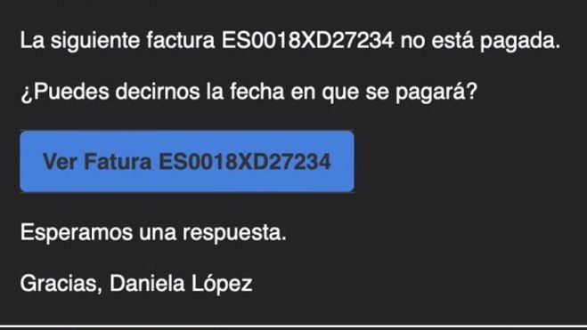 Correo electrónico de la campaña (Fuente ESET) Correo electrónico de la campaña (Fuente ESET)