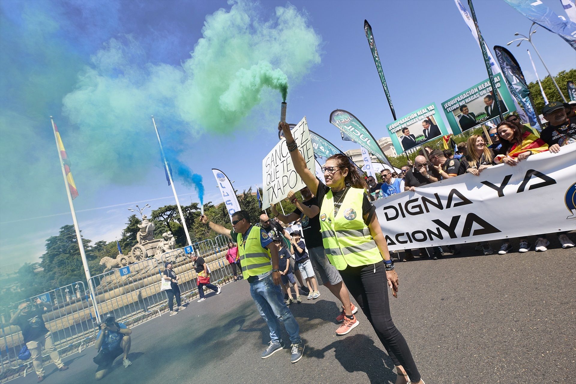 Manifestación policial bajo el lema 'Porque tu jubilación es lo más importante de la equiparación’, a 6 de mayo de 2023, en Madrid. Foto: Europa Press / Jesús Hellín.