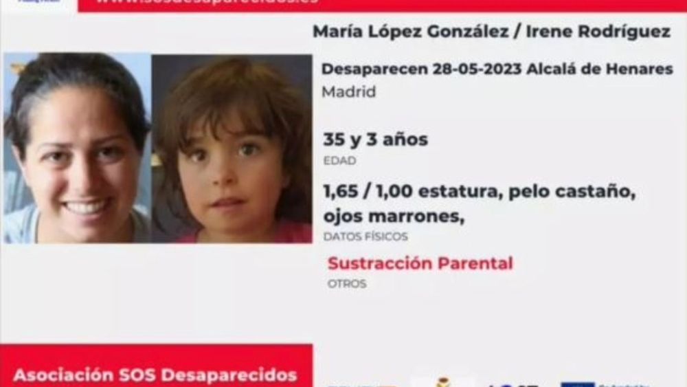 Cartel de SOS Desaparecidos con el caso de Irene y de su madre, María Cartel de SOS Desaparecidos con el caso de Irene y de su madre, María