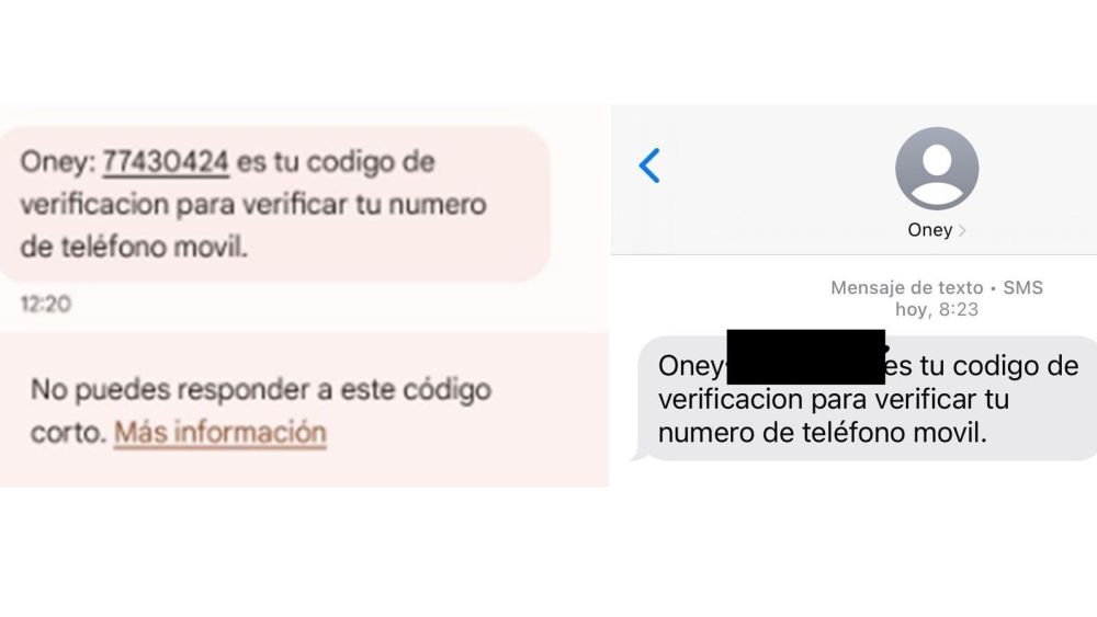 SMS de la campaña de smishing que suplanta a Oney | Fuente: INCIBE