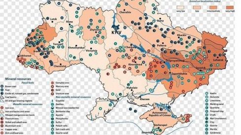 Mapa de los recursos minerales de Ucrania. Fuente: X. Mapa de los recursos minerales de Ucrania. Fuente: X.