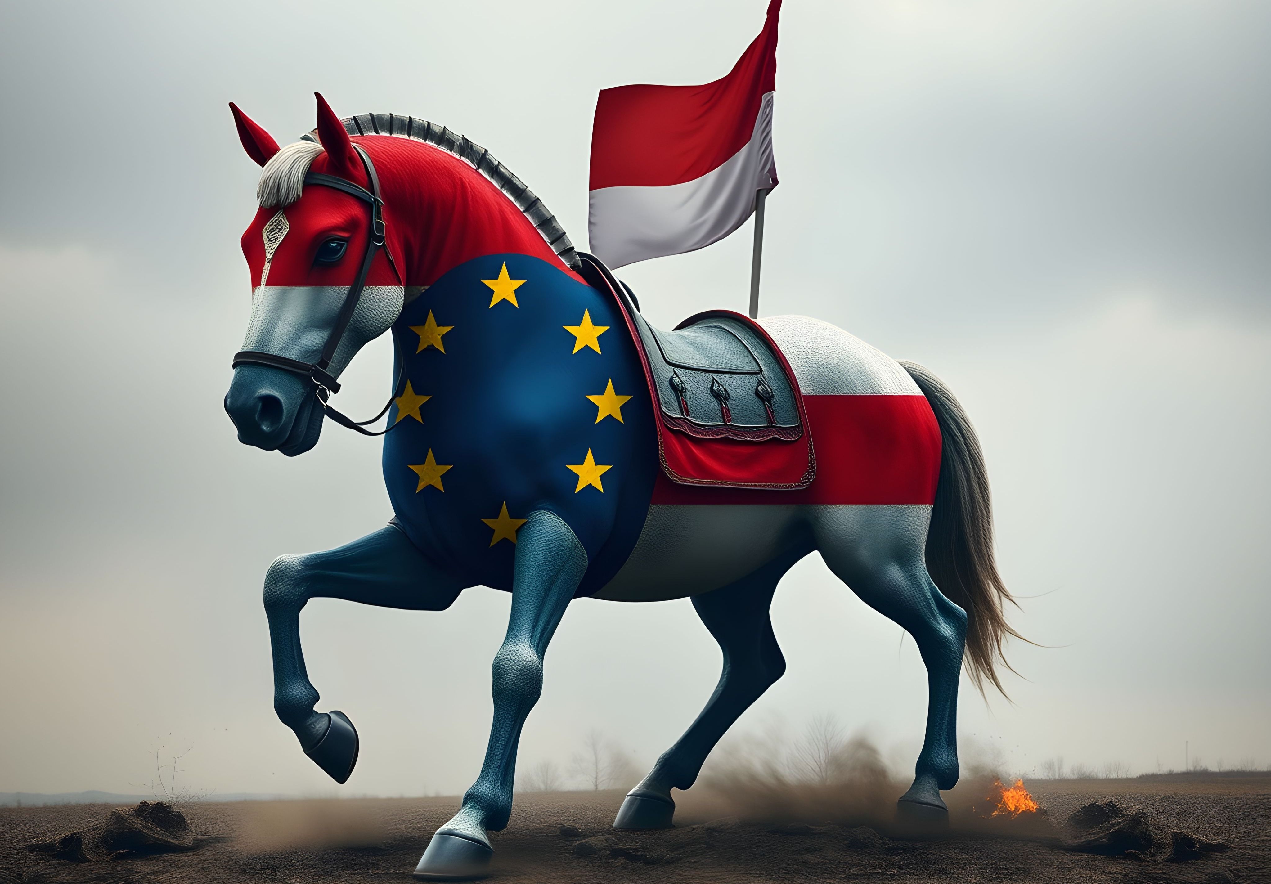 Recreación con IA del caballo de Troya húngaro en la UE.