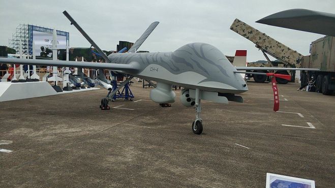 Dron chino CH-4 usado por Pakistán contra la India. Foto: Wikimedia. Dron chino CH-4 usado por Pakistán contra la India. Foto: Wikimedia.